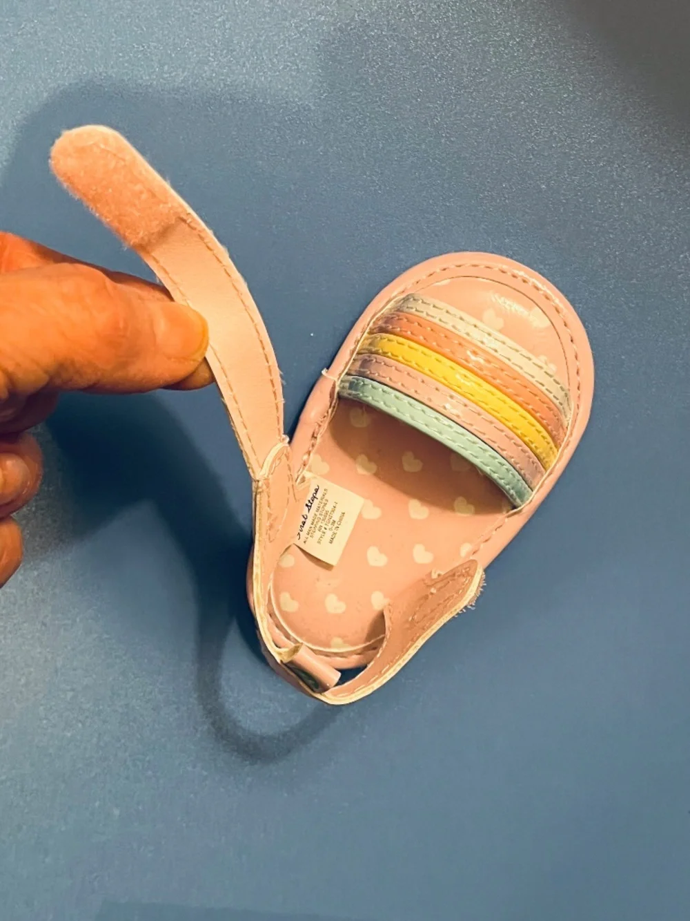 First Steps Baby Sandals 0-3 Months Pink Rainbow Velcro Strap NWOT